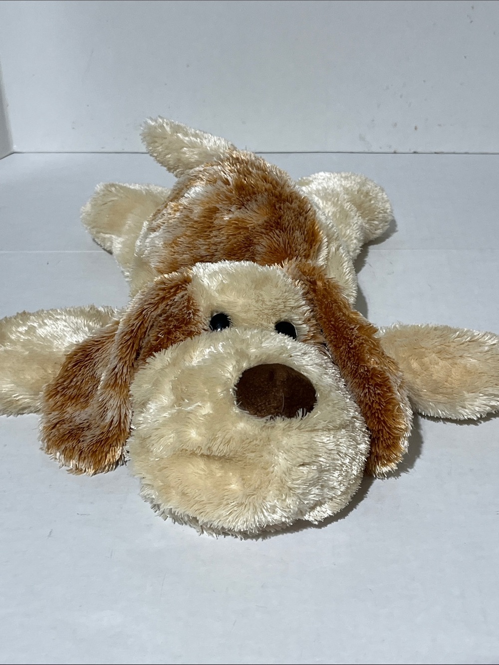 Plush Puppy Dog Hand Puppet - Beige & Brown Soft Floppy Ears Shaggy Hair 14”Long